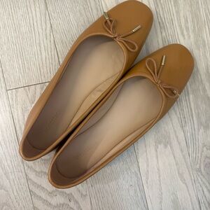 Nordstrom Brown Leather Flats with Bow Detail